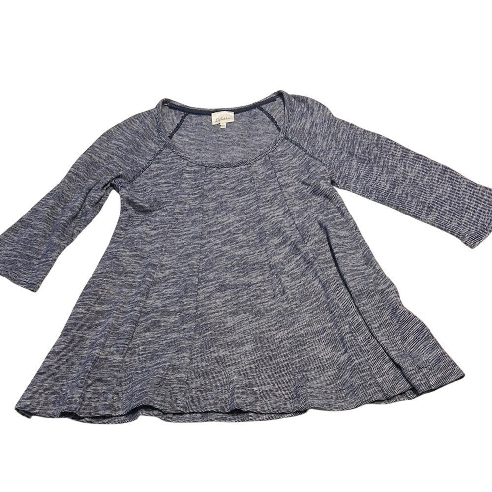 Anthropologie Deletta Women's Blue and white Knit Swing Tunic Top Size Medium